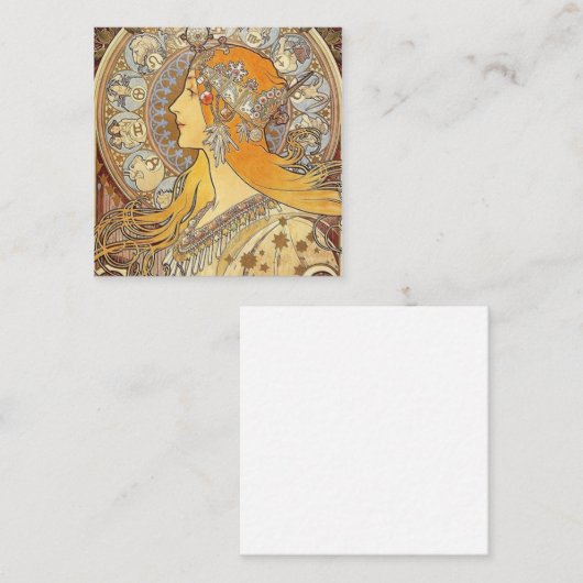 Alphonse Mucha Zodiac Vierkante Visitekaartje (Voorkant / Achterkant)