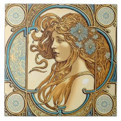 Alphonse Mucha Zodiac Wall Decor Art Nouveau Ceram Tegeltje (Voorkant)