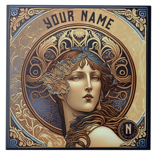 Alphonse Mucha Zodiac Wall Decor Art Nouveau Tegeltje (Voorkant)