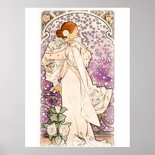 Alphonse Mucha | Zodiaque | La dame, aux camelias Poster (Voorkant)