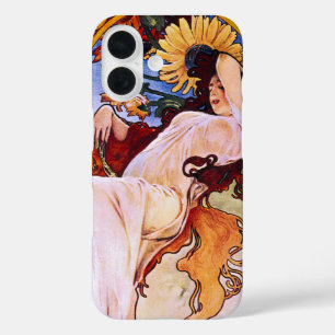 Alphonse Mucha Zomer Seizoen, Vintage Art Nouveau iPhone 16 Hoesje