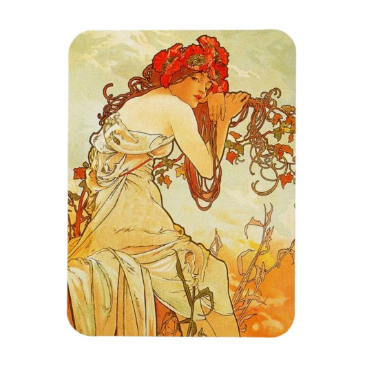 Alphonse Mucha Zomermagneet Magneet (Verticaal)