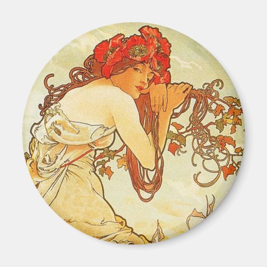 Alphonse Mucha Zomermagneet Magneet (Voorkant)