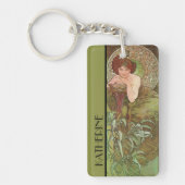 Alphonse Mucha's Edelstenen Smaragd Sleutelhanger (Voorkant)