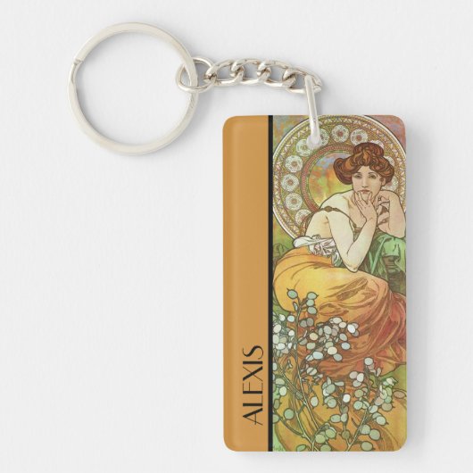 Alphonse Mucha's Edelstenen Topaz Sleutelhanger (Voorkant)