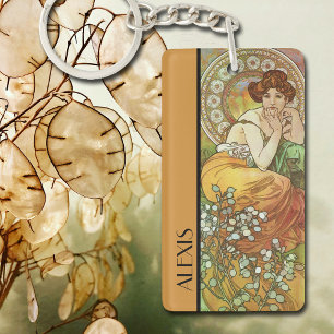 Alphonse Mucha's Edelstenen Topaz Sleutelhanger