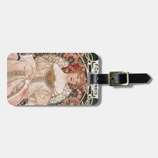 Alphonse Mucha's F. Champenois Imprimeur-Editeur Bagagelabel (Voorkant horizontaal)