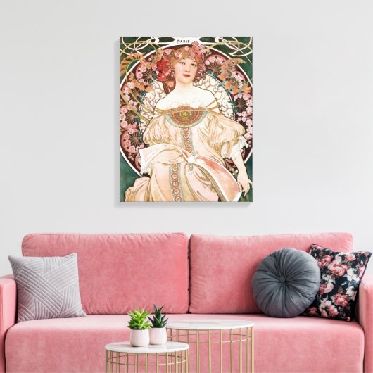 Alphonse Mucha's F. Champenois Imprimeur-Editeur Canvas Afdruk (Insitu (Woonkamer))