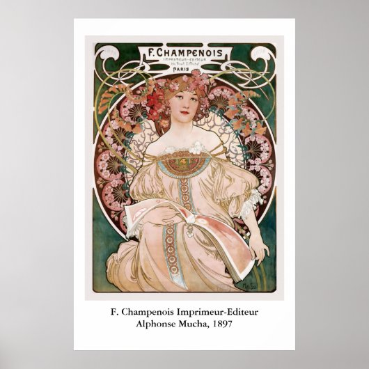 Alphonse Mucha's F. Champenois Imprimeur-Editeur Poster (Voorkant)