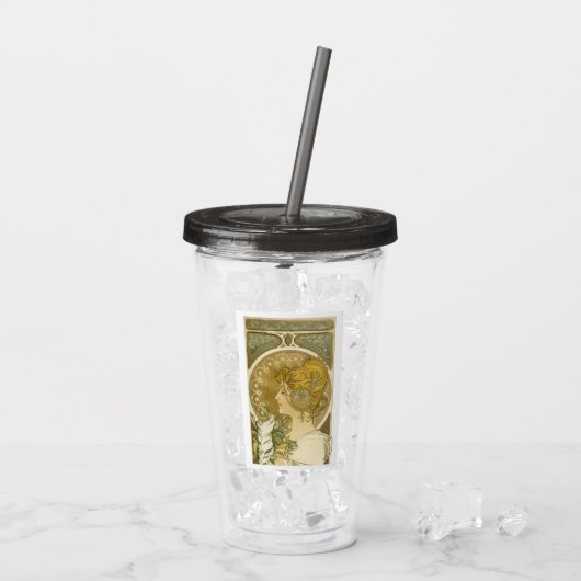 Alphonse Mucha's La Plume Acryl Drinkbeker (Achterkant ijs)