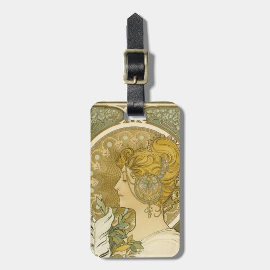 Alphonse Mucha's La Plume Bagagelabel (Voorkant verticaal)