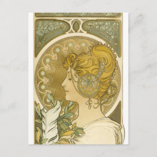 Alphonse Mucha's La Plume Briefkaart