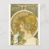 Alphonse Mucha's La Plume Briefkaart (Voorkant)