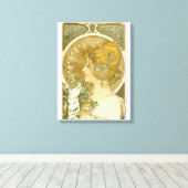 Alphonse Mucha's La Plume Canvas Afdruk (Insitu (Houten vloer))