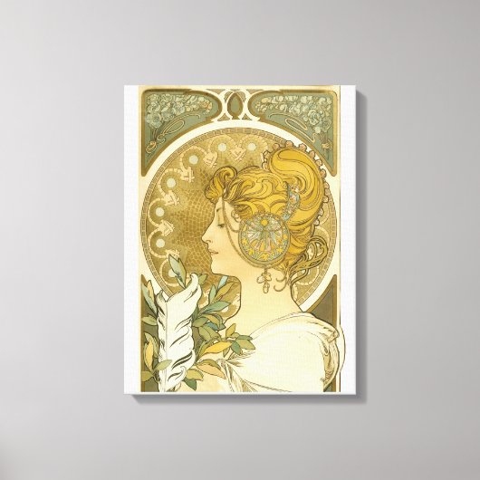 Alphonse Mucha's La Plume Canvas Afdruk (Voorkant)