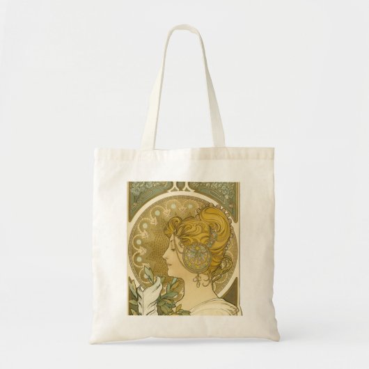 Alphonse Mucha's La Plume Tote Bag (Voorkant)