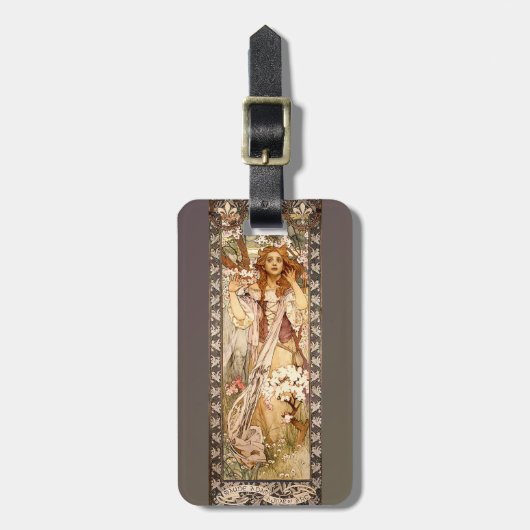 Alphonse Mucha's Maude Adams als Jeanne d'Arc Bagagelabel (Voorkant verticaal)