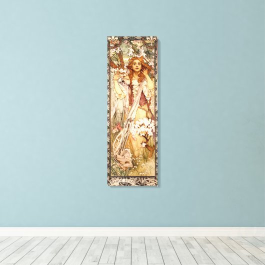Alphonse Mucha's Maude Adams als Jeanne d'Arc Canvas Afdruk (Insitu (Houten vloer))