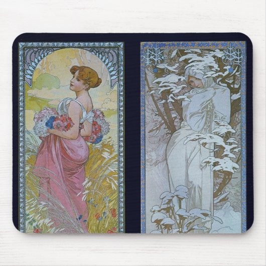 Alphonse Mucha's "Summer and Winter" Muismat (Voorkant)