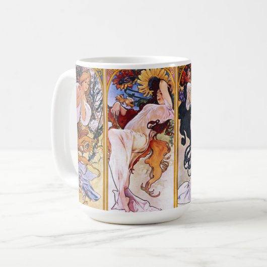 Alphonso Mucha-illustraties op een koffie-Mok Koffiemok (Voorkant links)