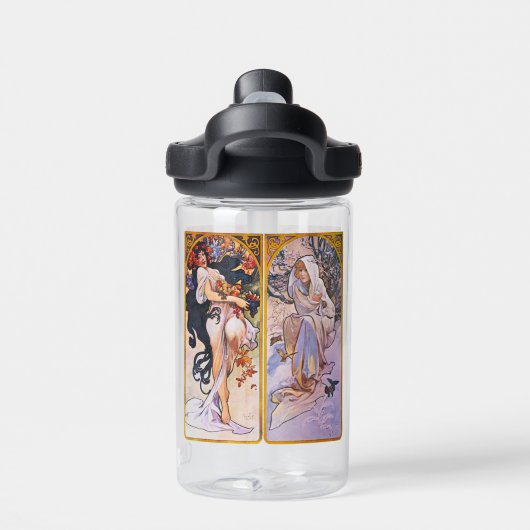 Alphonso Mucha Illustraties op een Waterfles (Achterkant)