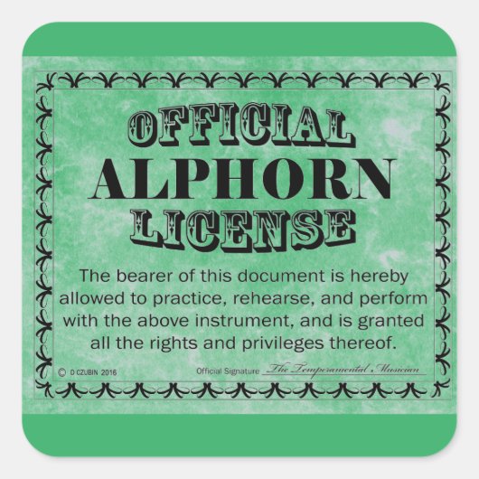 Alphorn License Square Sticker (Voorkant)