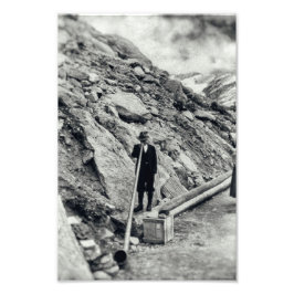 Alphorn Monochrome Alpine Horn Music Foto Afdruk