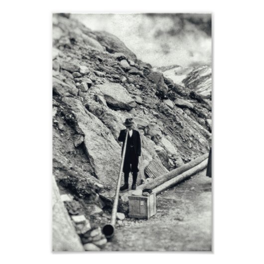 Alphorn Monochrome  Alpine Horn Music Foto Afdruk (Voorkant)