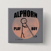 Alphorn Play Boy Vierkante Button 5,1 Cm (Voorkant)