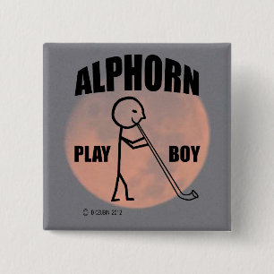 Alphorn Play Boy Vierkante Button 5,1 Cm