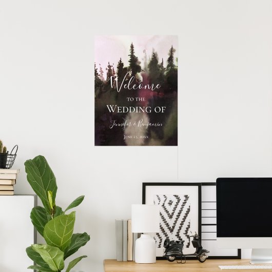 Alpiene berg Welkom bij ons huwelijk | Poster (Thuiskantoor)