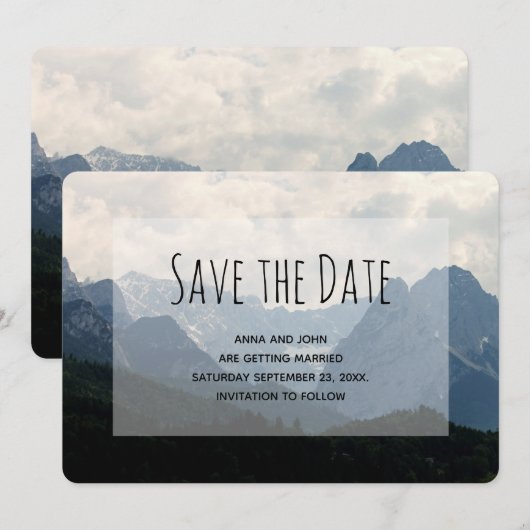 Alpiene bergen Natuur Foto Land Weddenschap Save The Date (Voorkant / Achterkant)