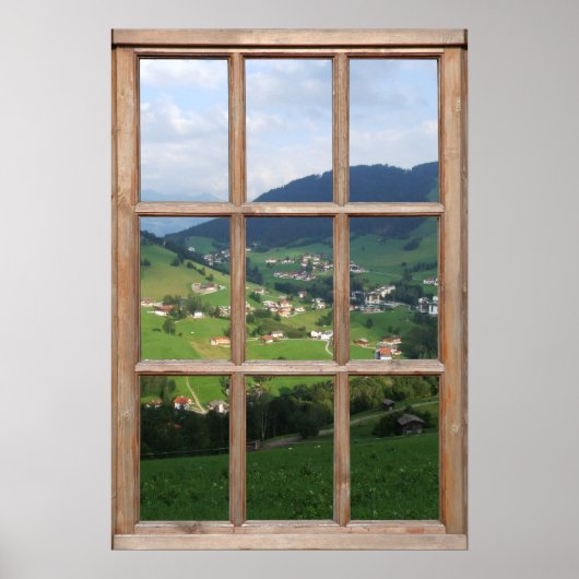 Alpiene Foothills-Uitzicht uit een venster Poster (Voorkant)