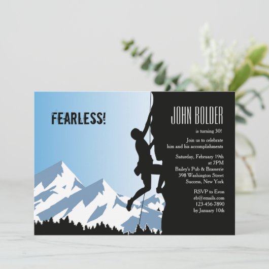 Alpiene klimmer-uitnodiging kaart (Staand voorkant)