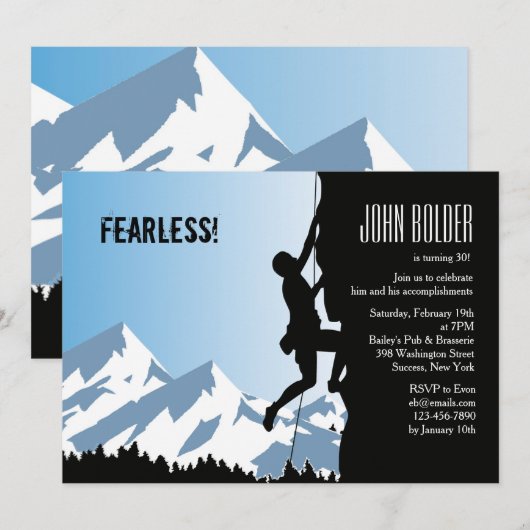 Alpiene klimmer-uitnodiging kaart (Voorkant / Achterkant)
