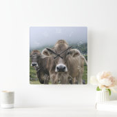 Alpiene koeienklok met cijfers vierkante klok (Huis)