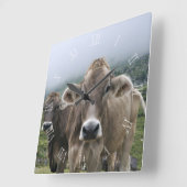 Alpiene koeienklok met cijfers vierkante klok (Hoek)