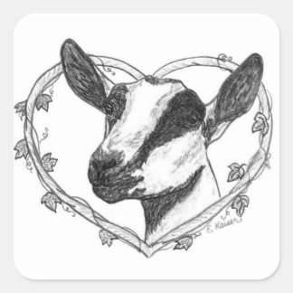 Alpiene kop in het hart vierkante sticker