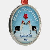 Alpiene melkgeit met kerst in de sneeuw metalen ornament (Rechts)