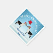 Alpiene melkgeit met kerst in de sneeuw servet (Hoek)