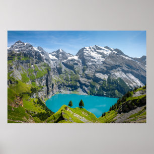 Alpiene Oeschinensee meer in Zwitserland Poster