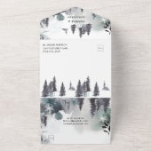 Alpiene pijnbomen, bergen, mist bruiloft | all in one uitnodiging (Buitenkant)