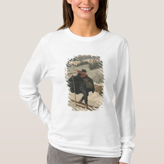 Alpiene postbodes die ski gebruiken t-shirt (Voorkant)