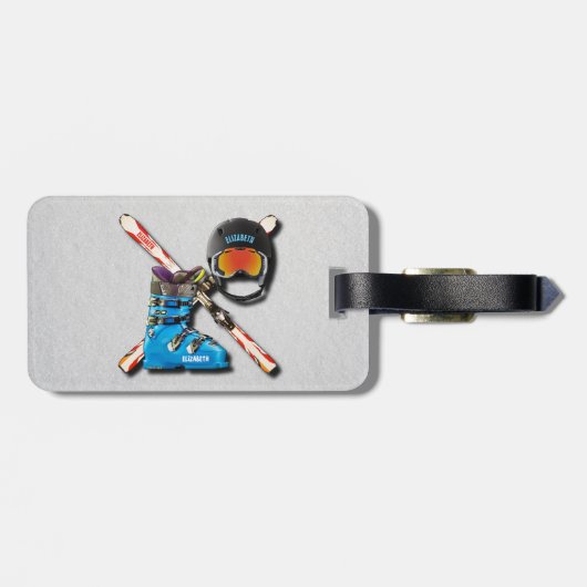 Alpiene scène Boots helpt Googles met Jouw naam Bagagelabel (Achterkant horizontaal)