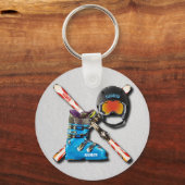 Alpiene Skiende Boots helpt Googles met Jouw naam Sleutelhanger (Voorkant)