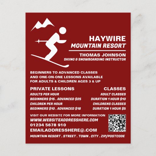 Alpiene skier, skiboardles/skieassen flyer (Voorkant)