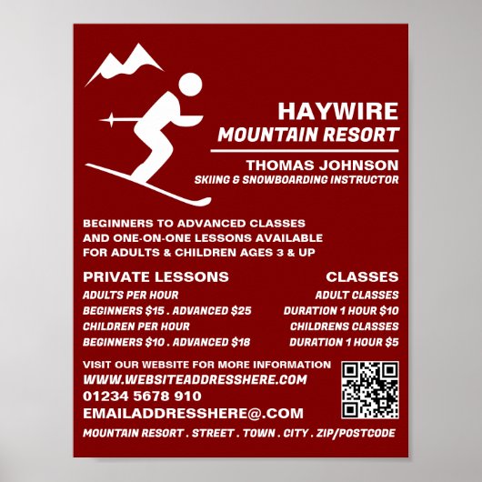 Alpiene skier, skiboardles/skieassen poster (Voorkant)