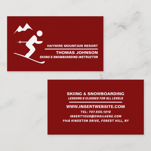 Alpiene Skier, Skier & Snowboarder Instructor Visitekaartje (Voorkant / Achterkant)