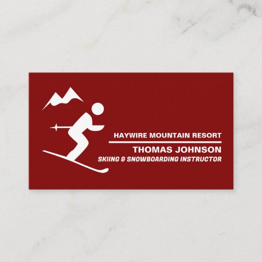 Alpiene Skier, Skier & Snowboarder Instructor Visitekaartje (Voorkant)