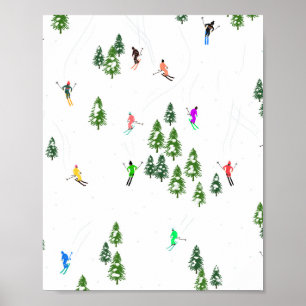 Alpiene skiers Skiing Illustration Skier Poster